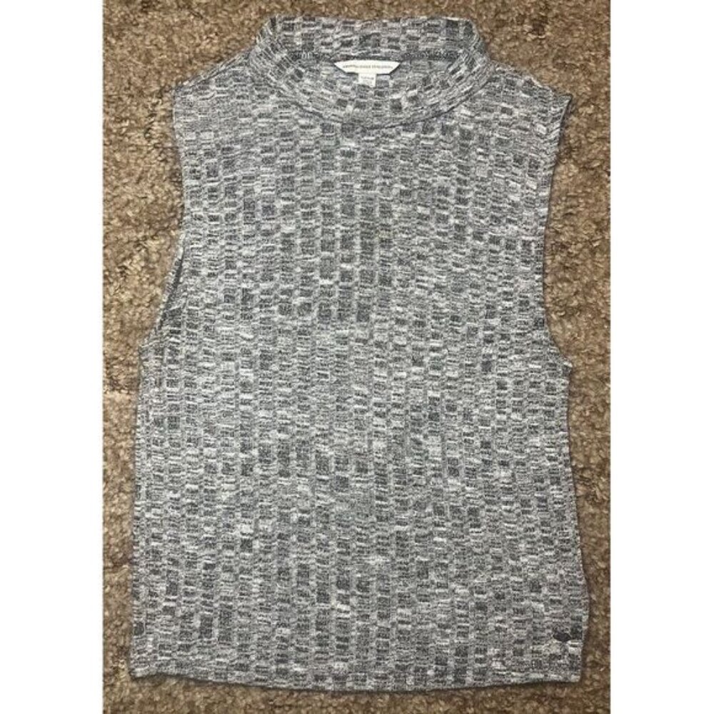 American Eagle Outfitters Tank Womens XS Gray Mock Turtleneck Ribbed Top Ladies‎